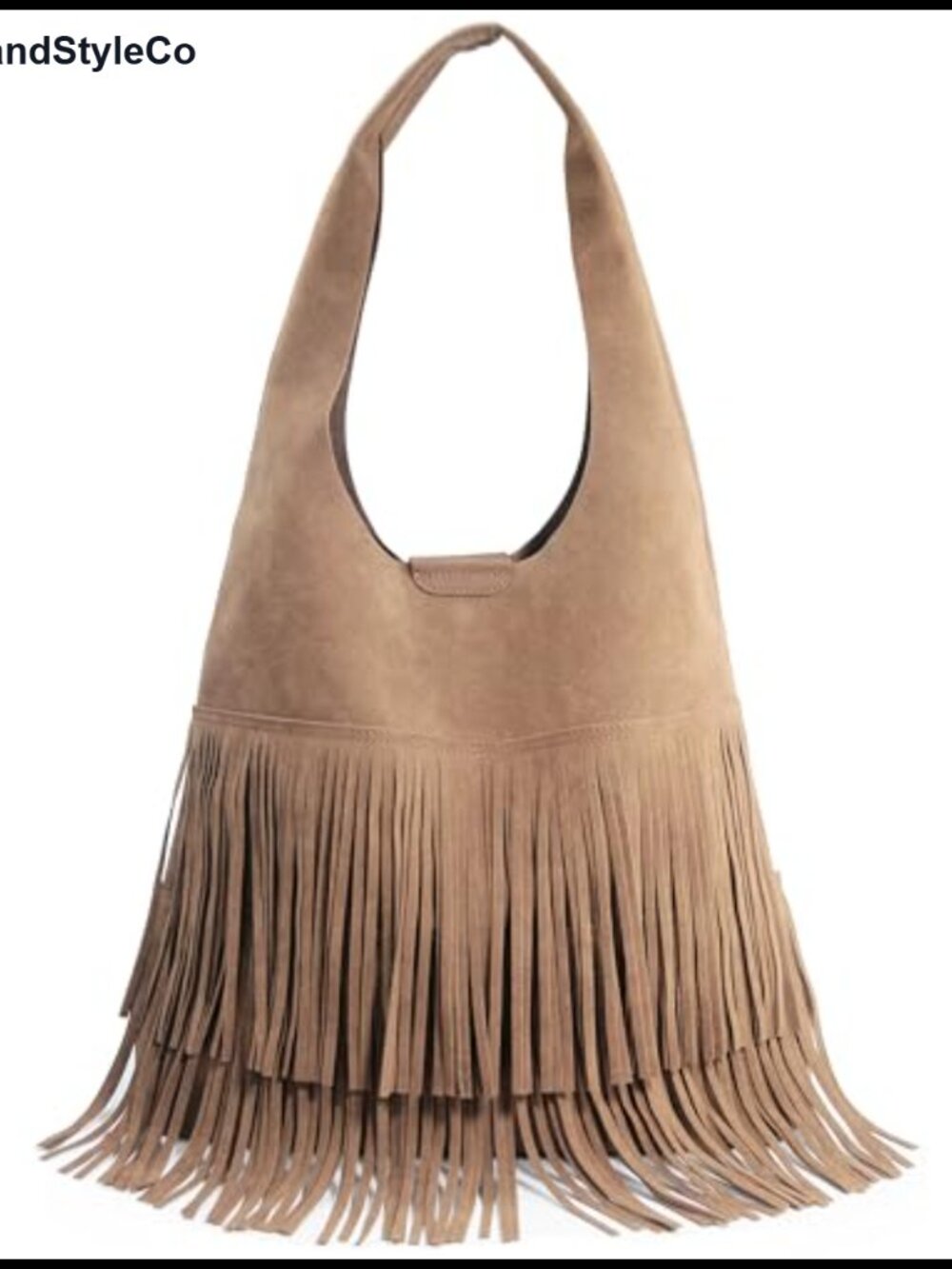 Faux Suede Fringe Hobo Bag Slouchy Shoulder Handbag Boho Style